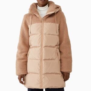 Kate spade Cozy Tan Sherpa Puffer Jacket with Hood